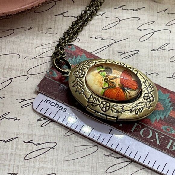 Bronze Easter Dragonfly Butterfly Mother’s Day Locket Necklace Pendant Wedding - Picture 14 of 15